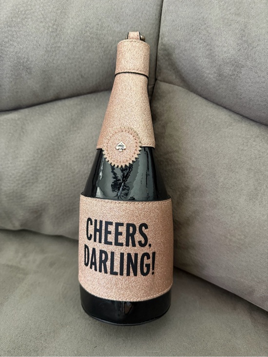 kate spade Handbags - Kate Spade Sparkling Rose Gold 'Cheers, Darling!' Bottle Wristlet Clutch